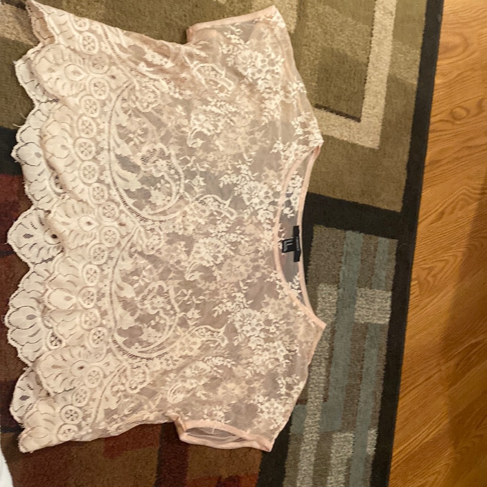 cropped lace over shirt